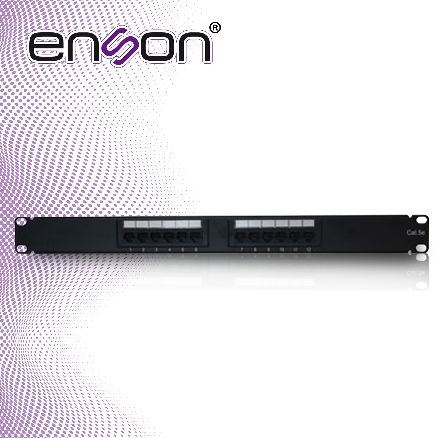 patch panel enson ens-pa12p5e 1ur precargado cat5e 12 puertos montaje en rack estandar 19