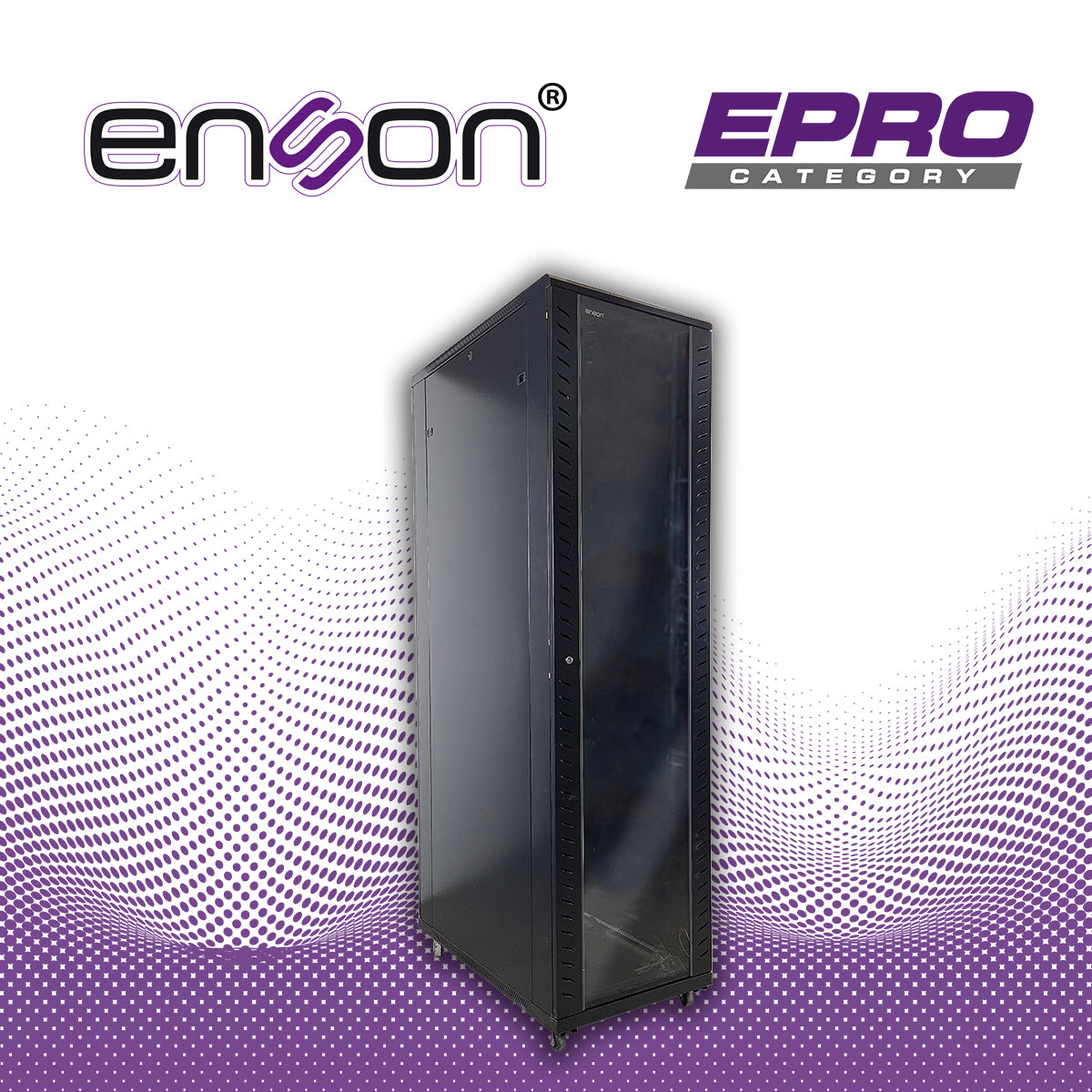 gabinete de piso enson ens-rkgb45u4 45ur 600x1000x2105mm puerta cristal con cerradura de seguridad abatible paneles laterales remobibles puerta trasera para trabajo y postes ajustables