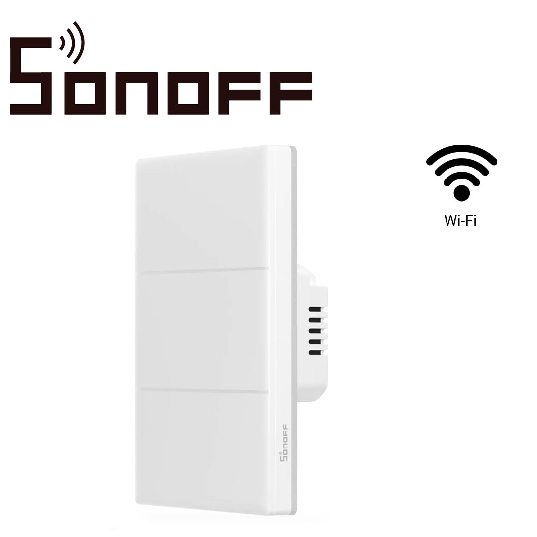apagador de pared touch tx ultimate sonoff t5-3c-120 / 3ch on/off inalambrico / wifi 2.4ghz / color blanco / luz ambiental / vibra/suena/se ilumina al tocarlo / compatible con alexa/google home/ifttt / app ios y android / hasta 5amp por canal