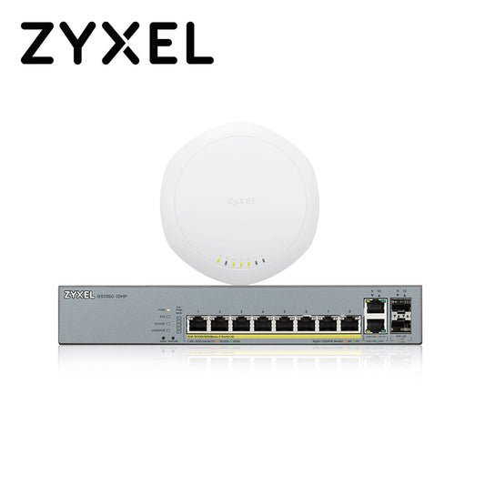 kit wifi profesional mesh zyxel cubre mas de 6 habitaciones incluye 3 nwa1123-acpro y 1 gs1350-12hp
