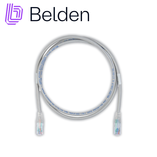 patch cord diametro reducido utp cat6+ belden c6d1108010 / interior / gris / 4 pares / 28 awg / forro pvc / cmr / 10 pies 3 metros