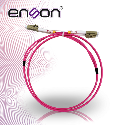 jumper de fibra optica enson ens-jump090mm4 forro de pvc tipo de fibra multimodo om4 50/125 micras conectores lc duplex - lc duplex longitud 3 pie - 90 cms