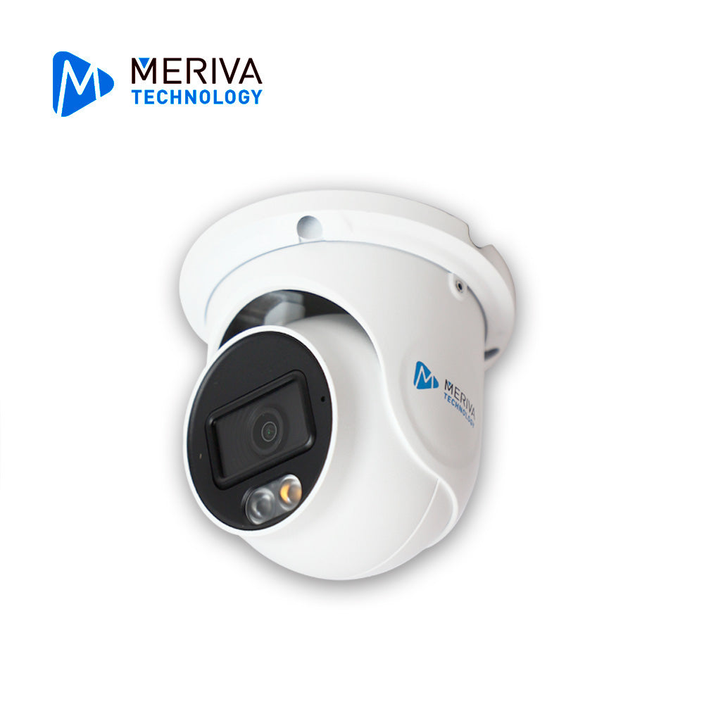 camara hd turret meriva technology mdl-3202a / 2 mp / ahd/tvi/cvi / 2.8 mm / iluminacion dual (20 - 30m ir / 20m luz calida) / ip67 / metalica / 12 vcd / coc / microfono integrado / audio por coaxial o utp (solo por tvi) / imagen a color 24/7