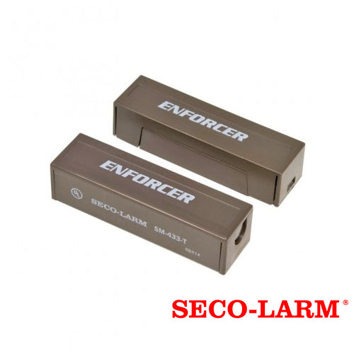 contacto magnetico cableado normalmente cerrado seco-larm sm-433-tq/b montaje superficial con terminales de tornillos ocultos compatible con cualquier sistema de alarma color cafe.