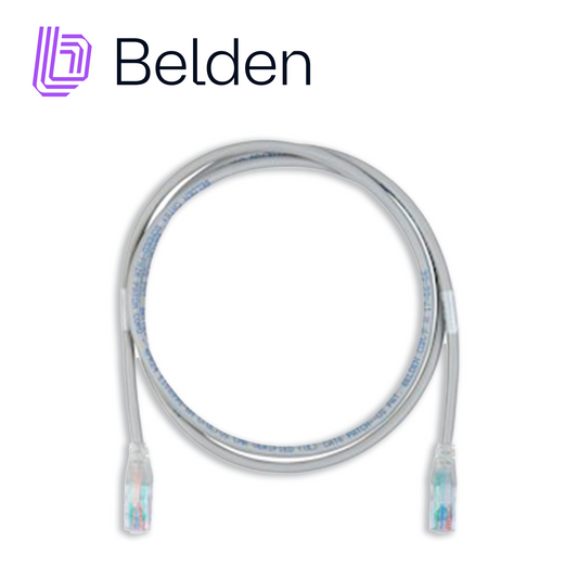 patch cord utp cat6+ belden c601108002 / interior / gris / 4 pares / 24 awg / forro pvc / cmr / 2 pies 0.6 metros