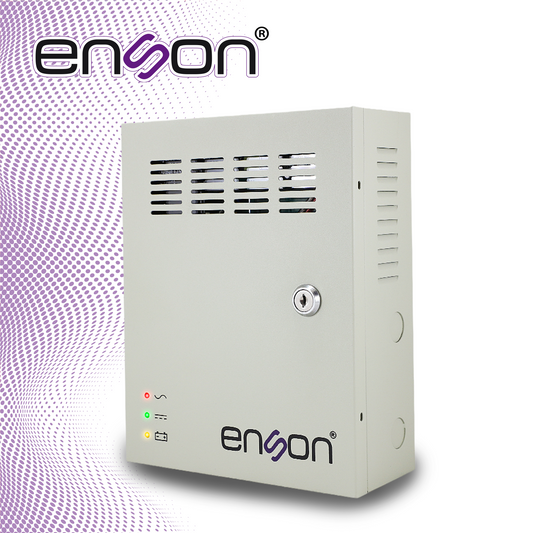 fuente de poder tipo caja enson psb10a-1209backup 12vdc 10amp 9 canales de 1.1amp cada uno espacio para bateria de respaldo (no incluye bateria) ideal para cctv y control de acceso baterias compatibles bt412/bt712/bt912