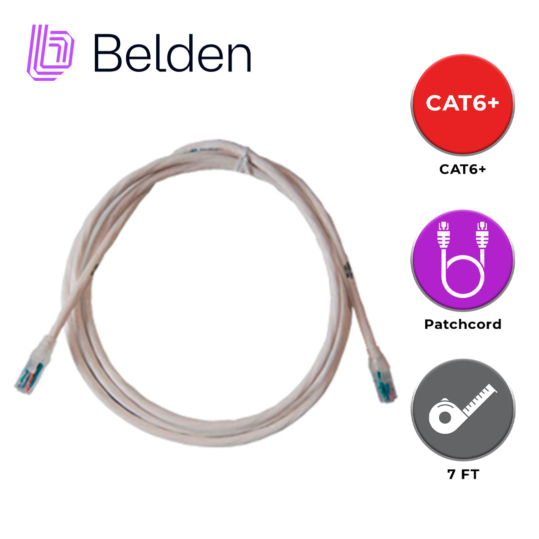 patch cord utp cat6+ belden c601109007 / interior / blanco / 4 pares / 24 awg / forro pvc / cmr / 7 pies 2.1 metros