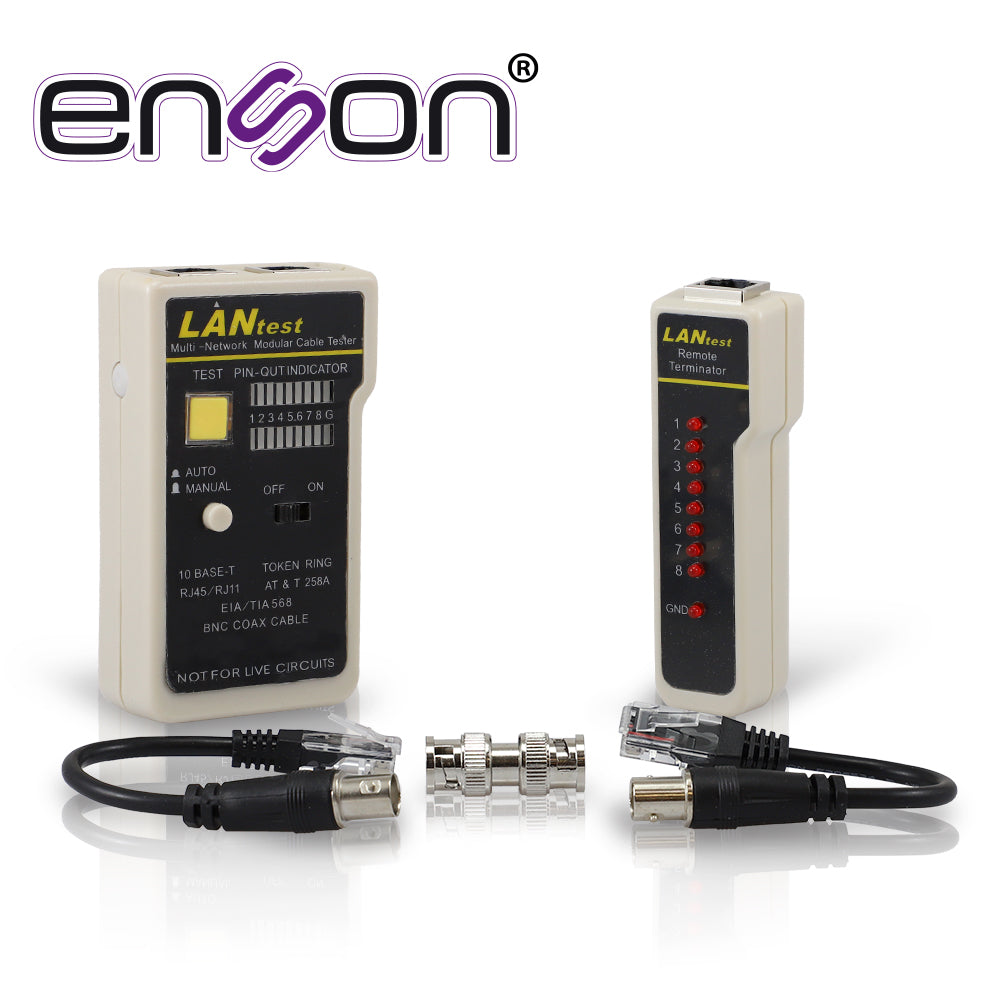 tester para cable de red enson ens-teln2 ideal para identificar errores de terminado y continuidad en cables de red y telefonico rj45 y rj11 y tambien de cable bnc rg59 y rg6