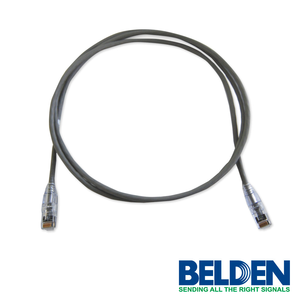 patch cord diametro reducido utp cat6a belden cad1108005 / interior / gris / 4 pares / 28 awg / forro pvc / cmr / 5 pies 1.5 metros