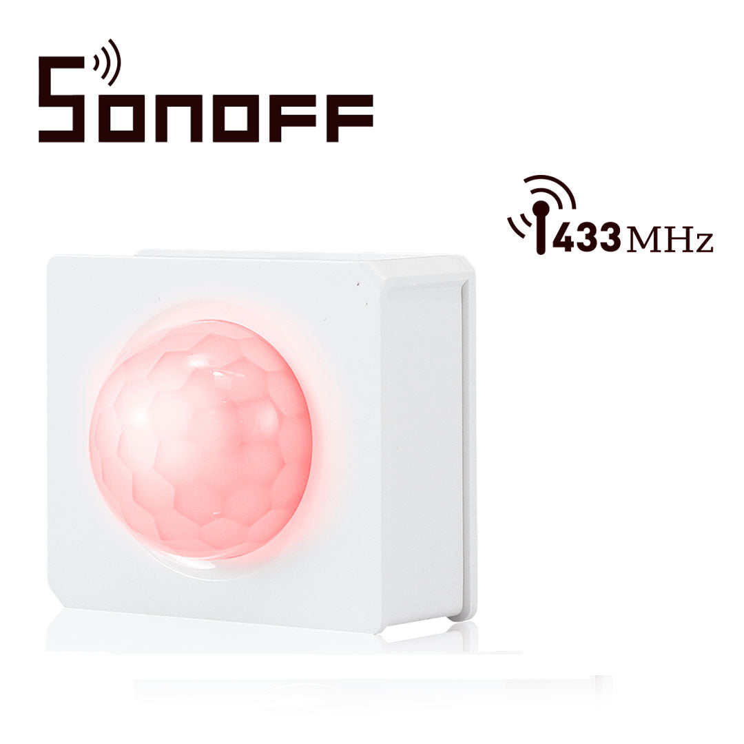 sensor de movimiento sonoff pir3 rf 433 para uso con dispositivo sonoff rf bridge433 para programar escenas en la app ewelink