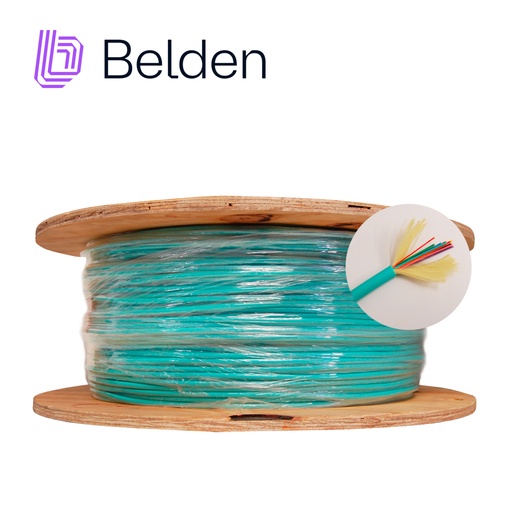 fibra optica interior multimodo belden fi3d012r9 12hilos om3 1640ft 500 mts color aqua en carrete - disponible en carrete de 1640ft y mayores