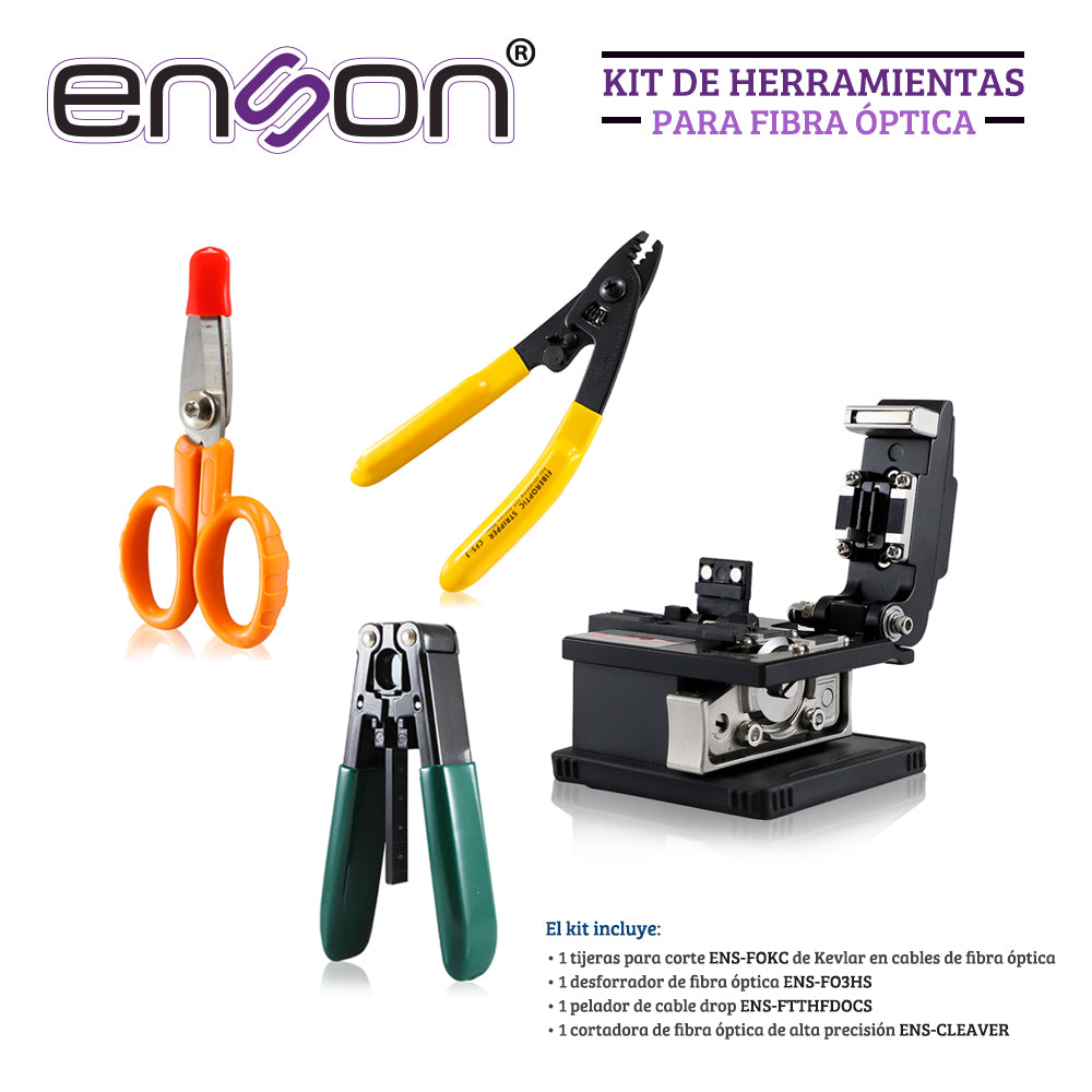 kit de herramienta para fibra optica enson ens-fotoolskit incluye la herramienta necesaria para trabajar con fibra optica