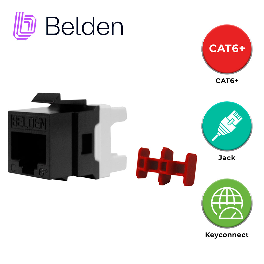 conector modular jack cat6+ rj45 belden ax101321 / keyconnect / interior / negro / pieza