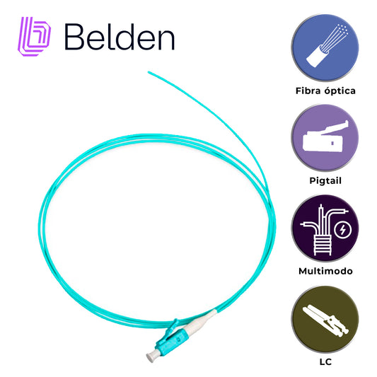 conector pigtail multimodo belden ft3lc900ps01 / om3 / aqua / lc simplex / 2 metros