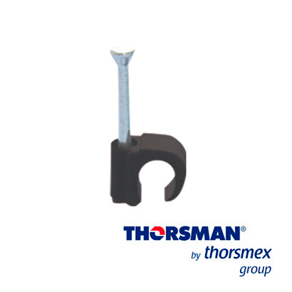 grapas reforzada sujethor thorsman 3101-00400 tc 3-5 rc 3/4p caja /100pzas color negro ideal para cable redondo calibres 12 a 14  clavo galvanizado grapa de polietileno resistente al impacto corrosion humedad y climas extremos