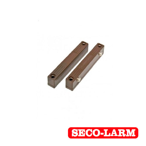 contacto magnetico de uso rudo secolarm sm-216/br / color marron/ separacion de contacto de 7 cm/ salida de alarma n.c./ montaje superficial/ compatible con todos los sistemas de alarmas cableados.