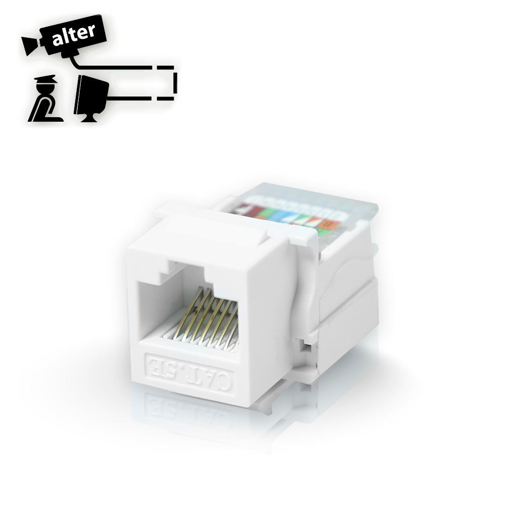 conector jack rj-45 / cat 5e / color blanco / tipo keyconnect / armado sin pinzas.