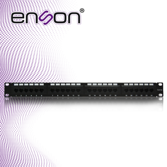 patch panel enson ens-pa24p5e 1ur precargado cat5e 24 puertos montaje en rack estandar 19