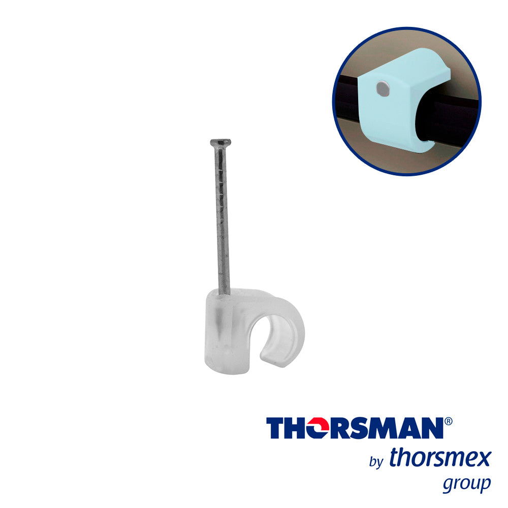 grapas sujethor thorsman 3102-00100 tc 5-7 caja /100pzas color natural ideal para cable de arma calibre 8 -10  clavo galvanizado grapa de polietileno resistente al impacto corrosion humedad y climas extremos