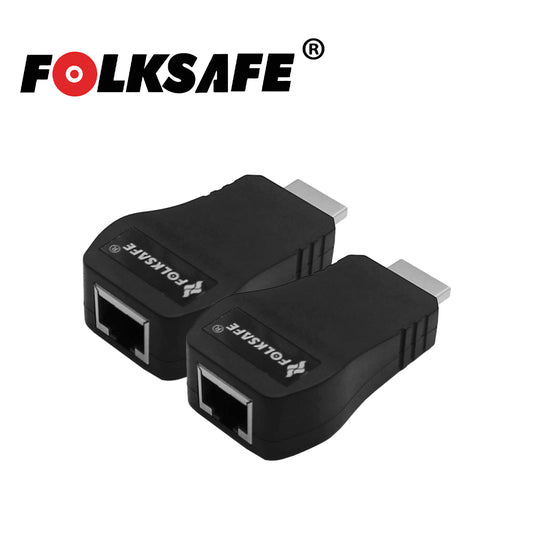 extensor hdmi fs-hd2000e folksafe transmisor y receptor hasta 50m con utp cat5e y 60m con utp cat6 / extencion de señal hdmi - alimentacion 5vcd1amp tipo c hasta 1080p facil de instalar y manipular