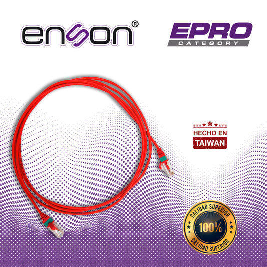 patchcord rj45 cat6 enson epro-6pc210-rd de 210cm cat6 color rojo ultradelgado ideal para terminados en patchpanel de alta densidad