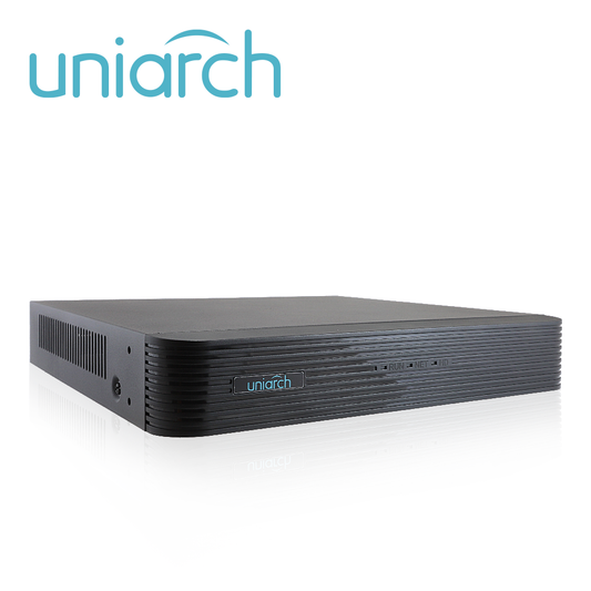 nvr uniarch nvr-108e2-p8 / 8 canales / 8 canales poe / capacidad 1 disco duro de 6 tb / salida hdmi / salida vga simultaneas / 50 mbps / ultra265 / p2p (ez cloud)