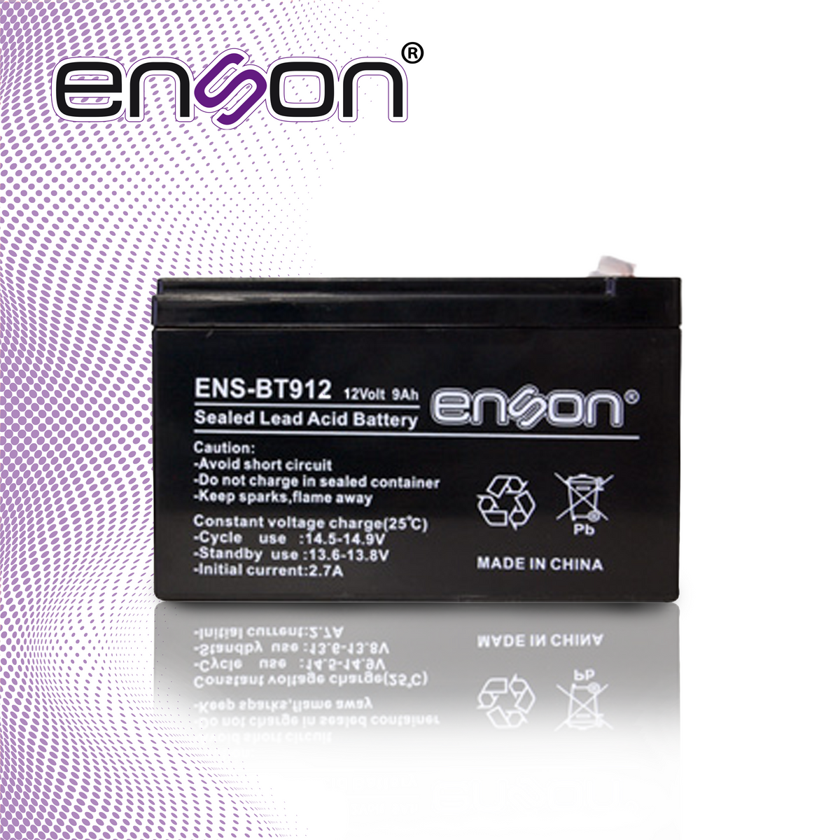 bateria de respaldo enson ens-bt912 12vdc 9a base plomo-acido para fuentes de poder y sistemas de respaldo
