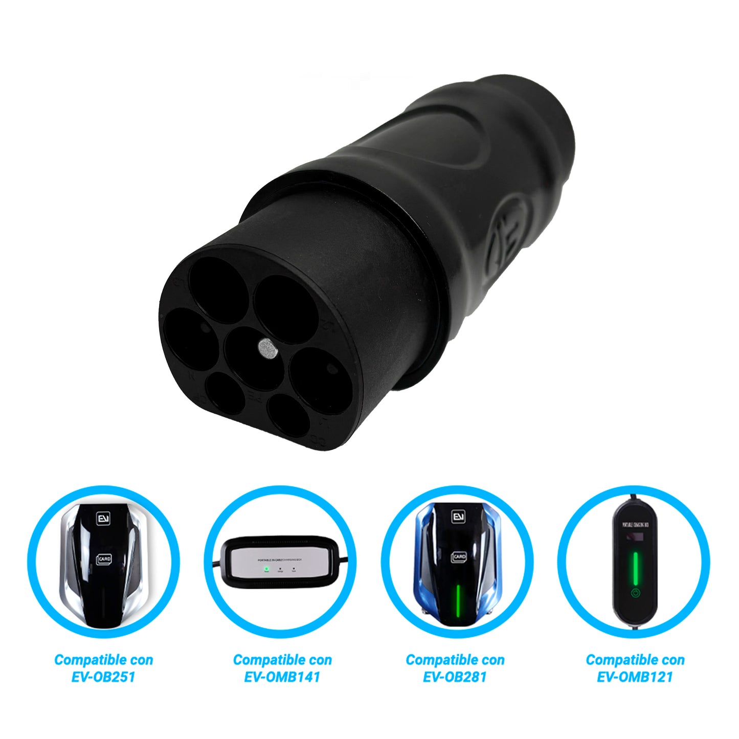 adaptador t2-gb/t alter de conector tipo 2 a gb/t compatible con cargadores ev-omb281 ev-ob253 ev-omb121 y ev-omb141