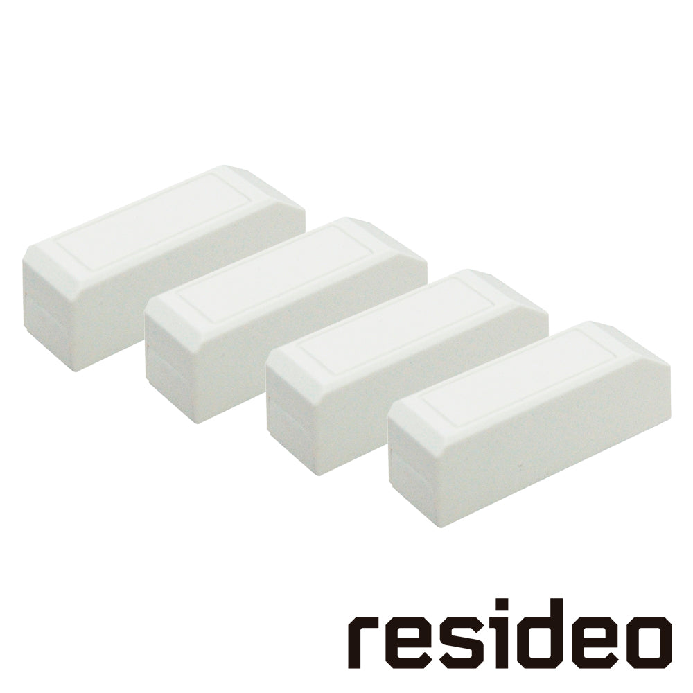 paquete de 4 imanes resideo 5899 color blanco/ medidas .64 x.64 x 2.54cm/ compatible con los transmisores resideo modelo 5816 para utilizarse como contacto magnetico en puertas y ventanas