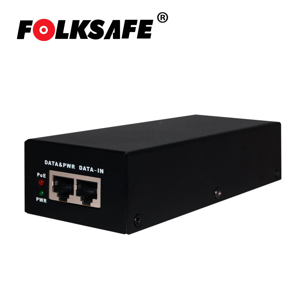 inyector poe folksafe fs-53d1300 / gigabit / 802.3bt / 70 watts / entrada de voltaje 100-240vac / salida de voltaje 53vdc 1.3a