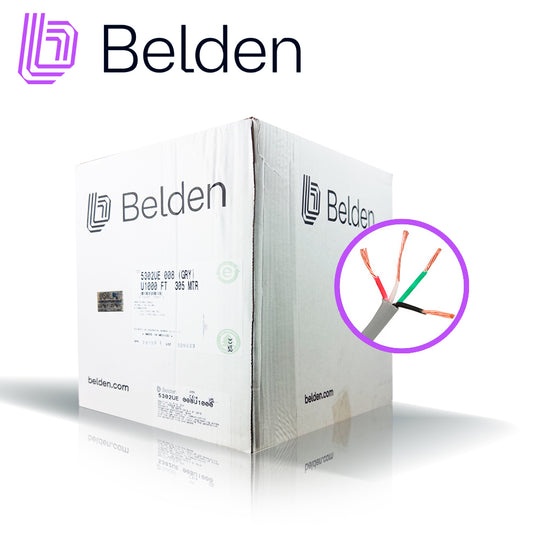cable de seguridad y sonido belden 5302ue 008u1000 / interior / gris / 4 conductores / 18 awg / multifilar / forro pvc / cmr / en caja / 1000 pies 305 metros