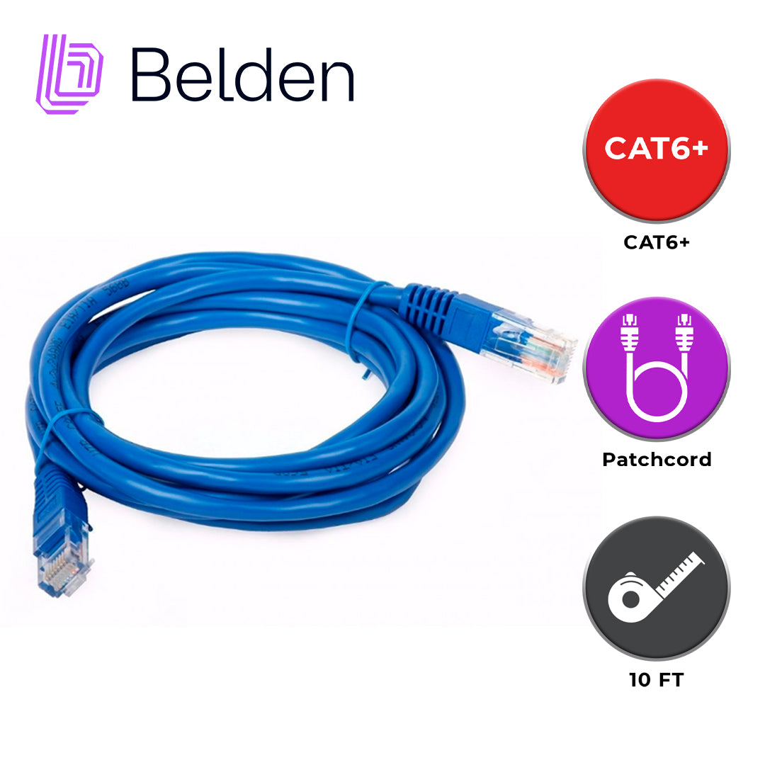 patch cord utp cat6+ belden c601106010 / interior / azul / 4 pares / 24 awg / forro pvc / cmr / 10 pies 3 metros