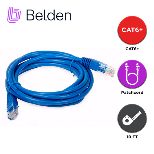 patch cord utp cat6+ belden c601106010 / interior / azul / 4 pares / 24 awg / forro pvc / cmr / 10 pies 3 metros
