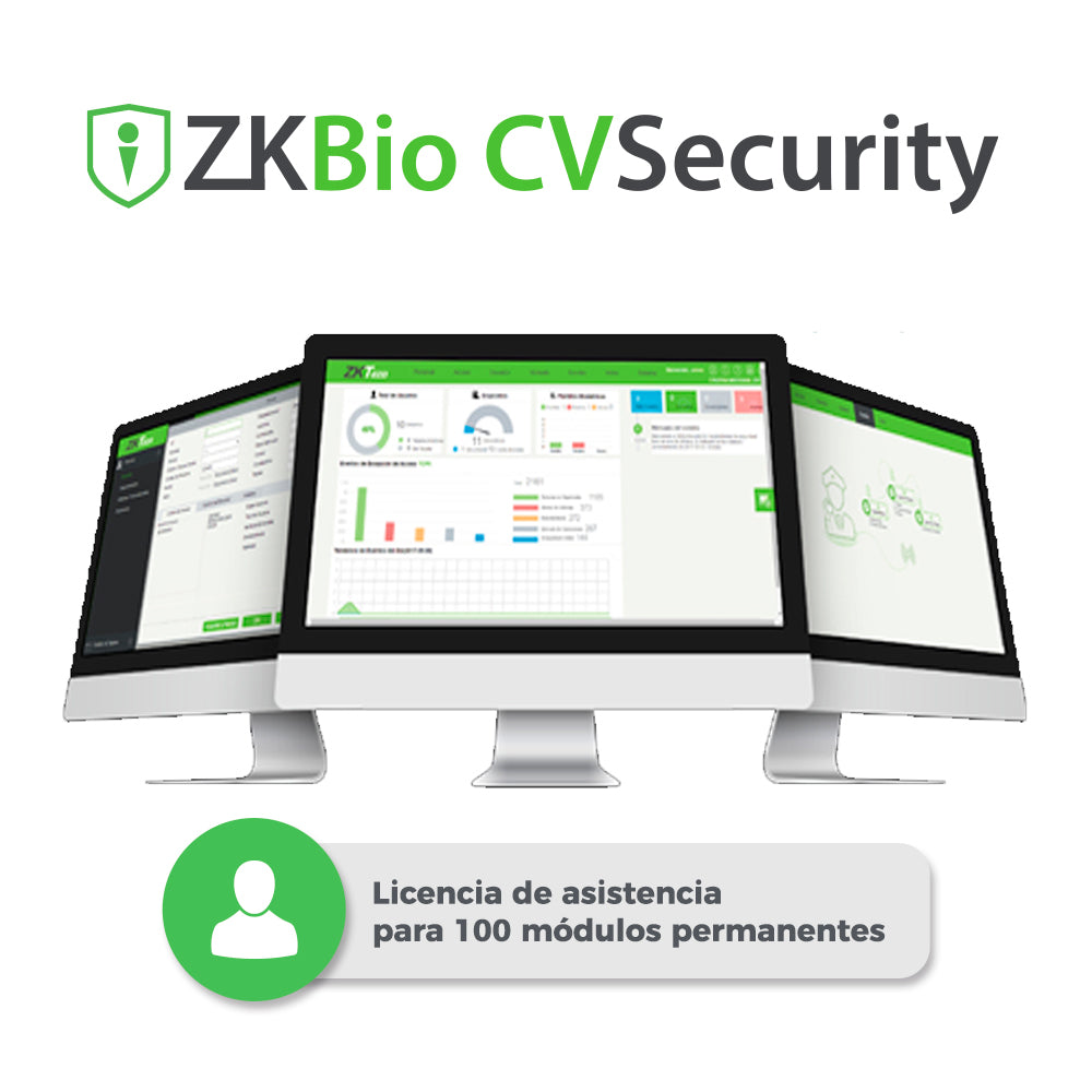 licencia bio cvsecurity modulo de asistencia zkteco zkcv-ta-p100 para 100 puntos de asistencia permanente compatible con g1g3