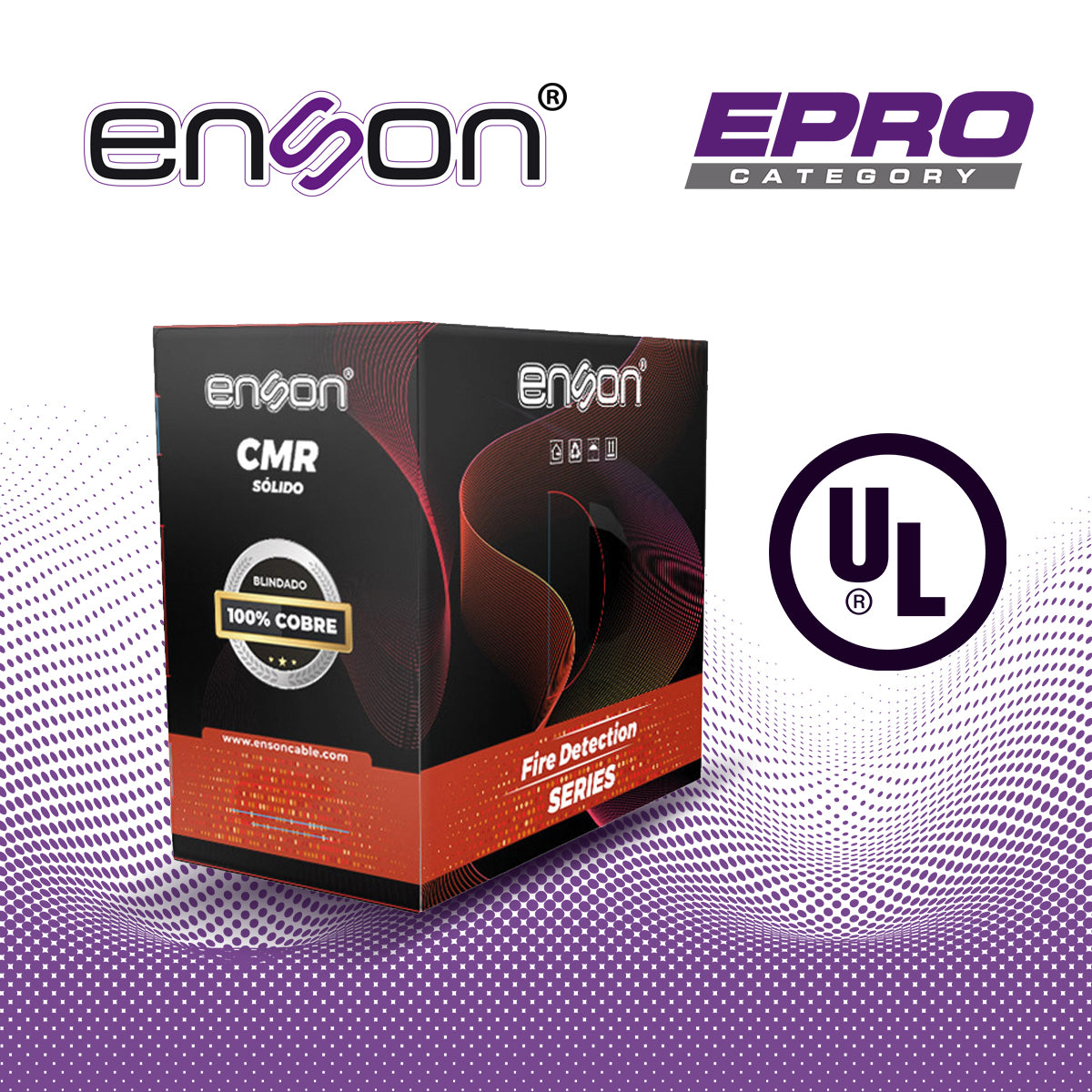 cable para deteccion de incendio enson epro-5320 forro pvc rojo cmr riser-fplr 2c/18awg 100 ciento cobre conductor solido certificacion ul 305 metros