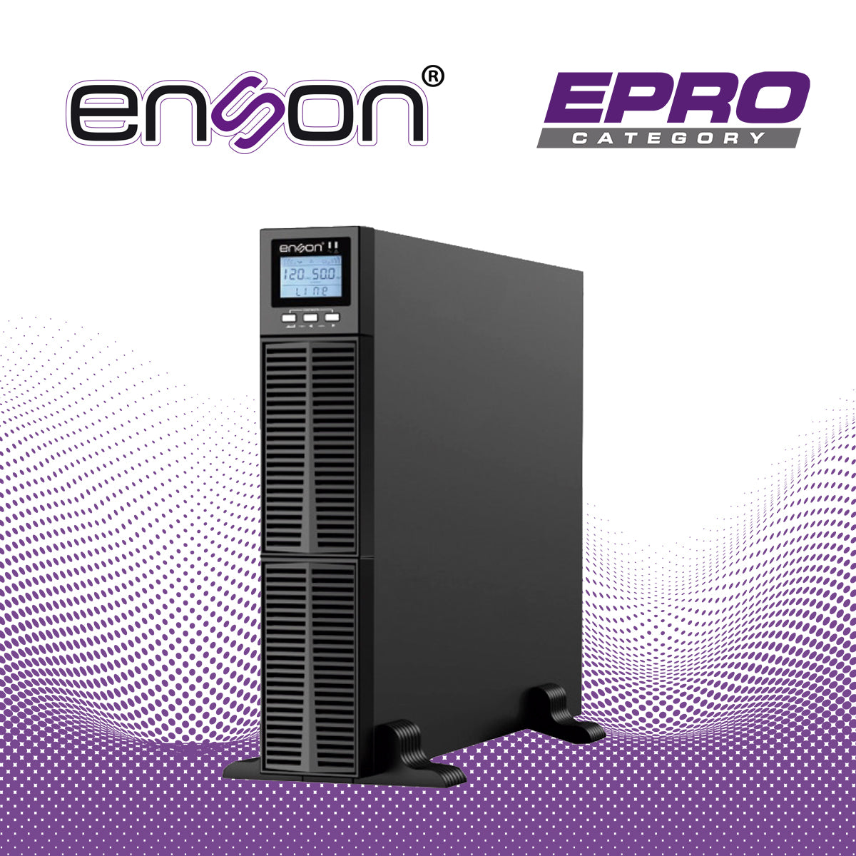 ups enson ens-ol1000rt / 1000va-1000w / topologia on-line doble conversion / factor de potencia 1.0 / pantalla lcd / voltaje de entrada-salida 100v - 110v - 120v - 127v