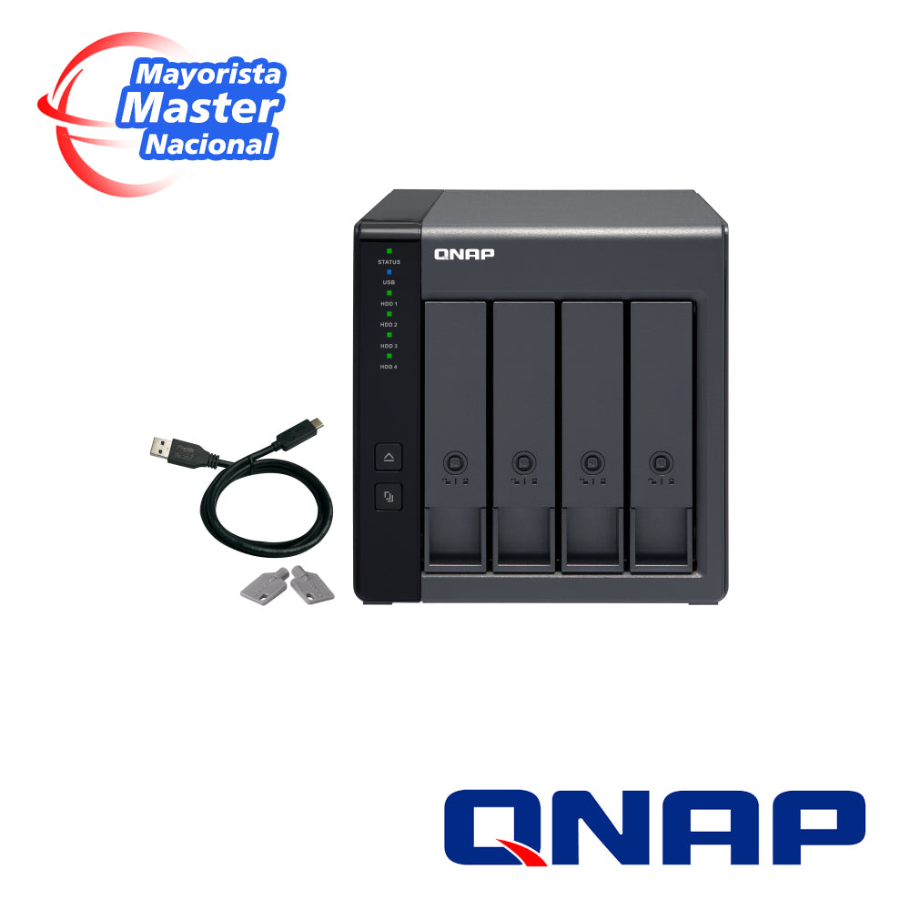 caja de expansion de almacenamiento qnap tr-004-us / 4 bahias frontales sata 3.5 pulgadas y 2.5 pulgadas / montaje en escritorio / interconexion via usb / compatible con nas qnap y servidores windows-mac
