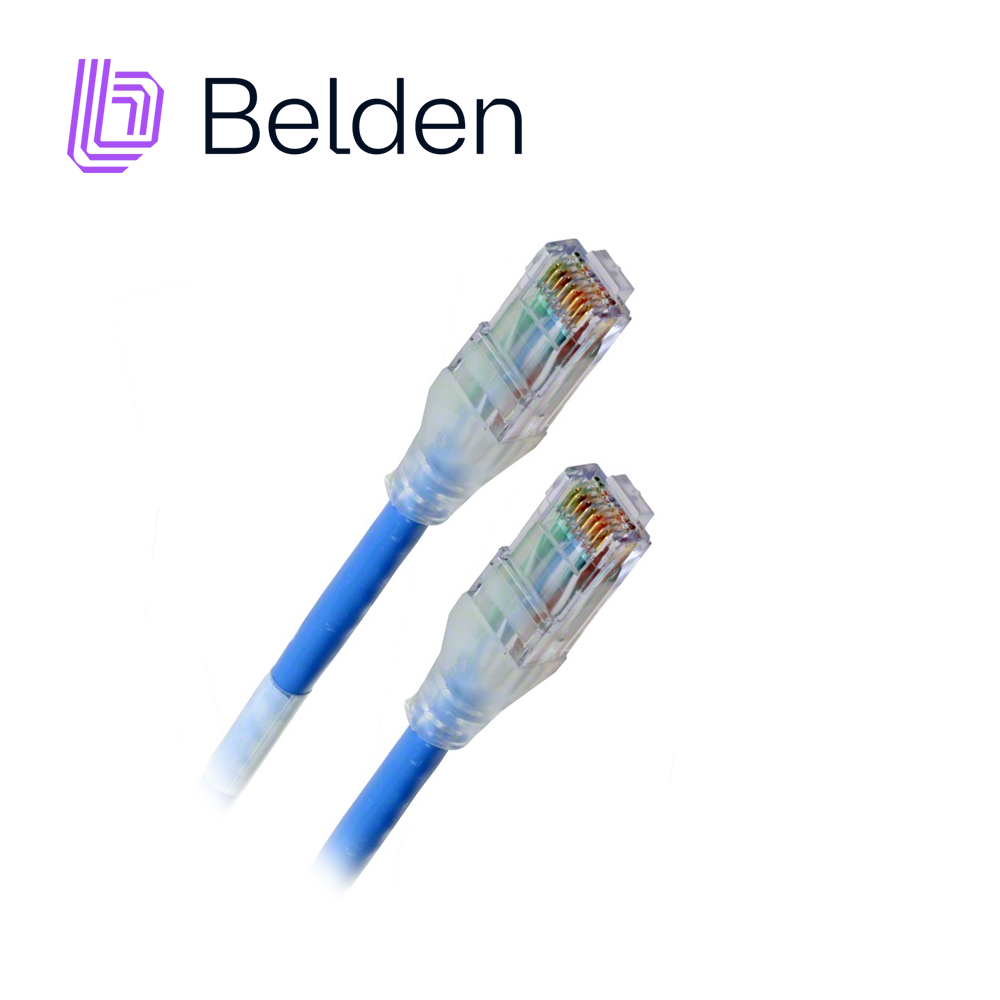 patch cord diametro reducido utp cat6a belden cad1106010 / interior / azul / 4 pares / 28 awg / forro pvc / cmr / 10 pies 3 metros