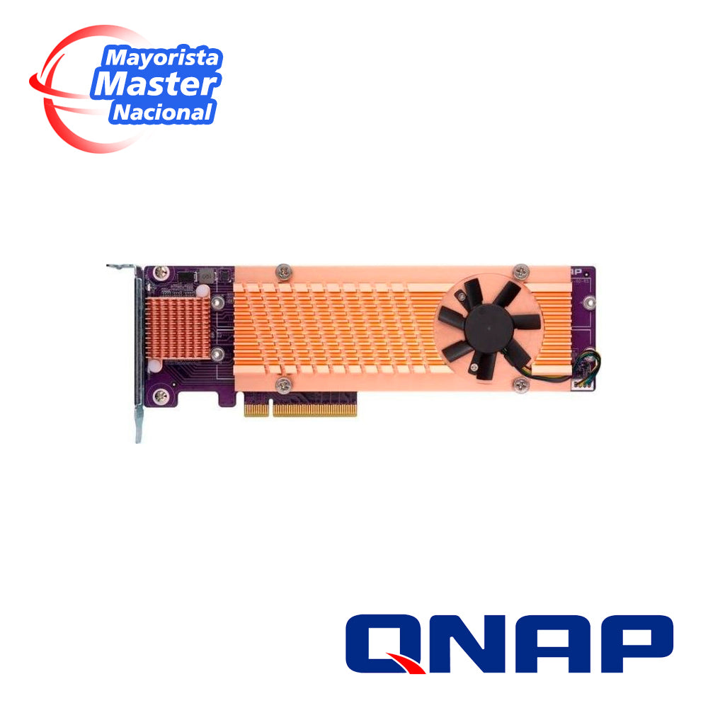 qnap qm2-4p-384 (formerly qm2-4p-384a) / quad m.2 pcie ssd expansion card / supports up to four m.2 2280 formfactor m.2 pcie (gen3 x4) ssds / pcie gen3 x8 host interface / low-profile bracket pre-loaded / low-profile flat and full-height are bundled