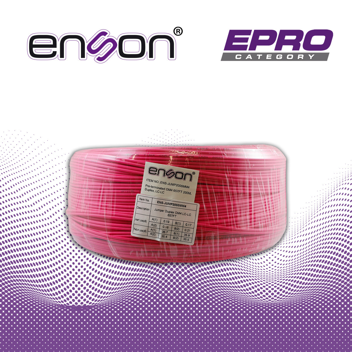 fibra optica enson ens-jump2000mm4 de 200 metros multimodo om4 armada y terminada