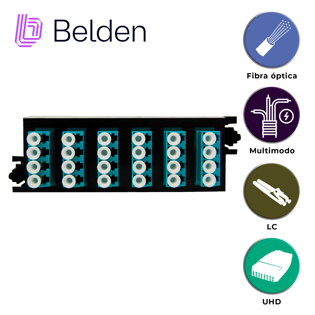 cassette fx uhd belden multimodo fc3h12ldfs / om3 / aqua / lc duplex / 12 puertos