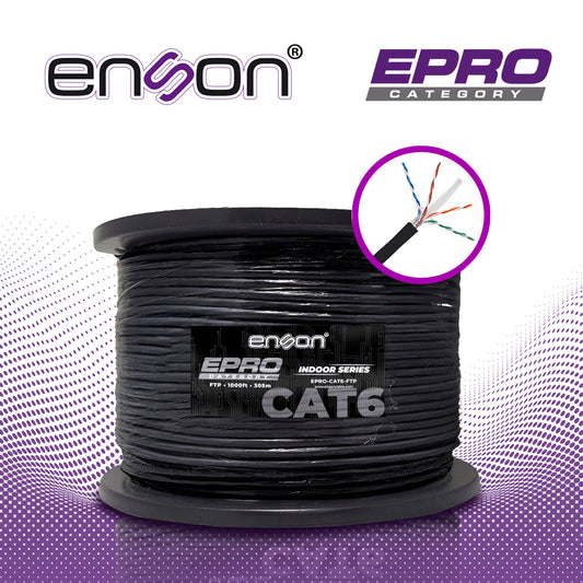 cable ftp cat6 enson epro-cat6-ftp forro pvc blindado 4 pares calibre 23 awg 100% cobre uso interior bobina 1000 pies 305 metros **certificacion ul**
