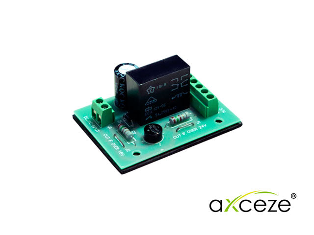 modulo relevador tipo c doble salida alimentacion de amplio rango de voltaje de 11-30vcd en sus contactos soporta hasta 24vcd-5a
