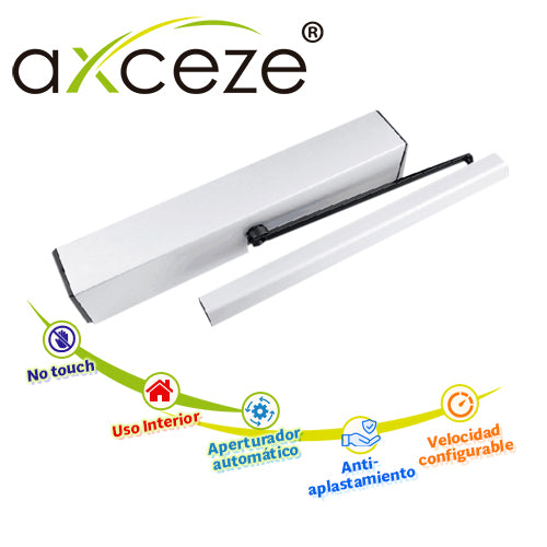 brazo automatico abrepuerta batiente axceze modelo ax-pullbar ideal para puertas de metal o madera con marco apertura hacia adentro