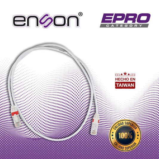 patchcord rj45 enson epro-6pc90-wh de 90cm cat6 color blanco ultradelgado ideal para terminados en patchpanel de alta densidad