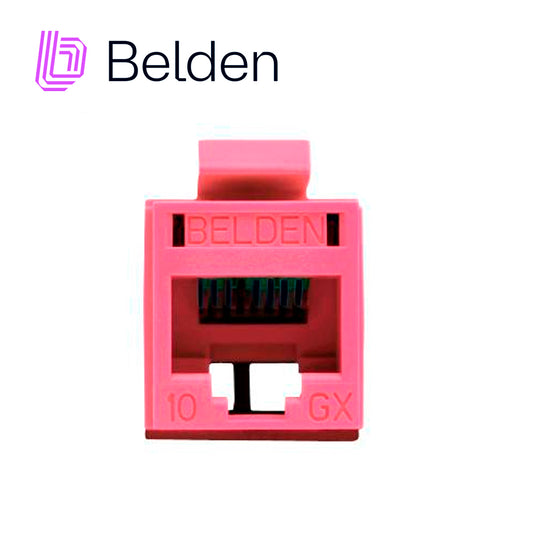 conector modular jack rj45 cat6a revconnect belden rvamjkutr-s1 estilo keyconnect rojo claro compatible con faceplate ax102660ax102655ax102249 esquema de cableado t568a/b herramienta compatible rvutt01 uso interior calibre del conductor 23-24 awg