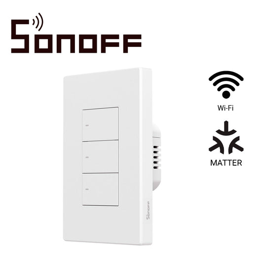 apagador de pared touch sonoff m5-3c-120w / 3 canales on/off/ matter/ wifi 2.4ghz / compatible con google home / alexa/ apple home / smartthings / hasta 2 amp por canal