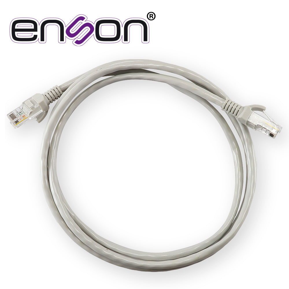 patchcord utp cat5e enson p5e15 serie eco calibre 24 awg cca de 1.5 metros forro pvc color gris para uso en interiores para conectar equipos a redes base 10100