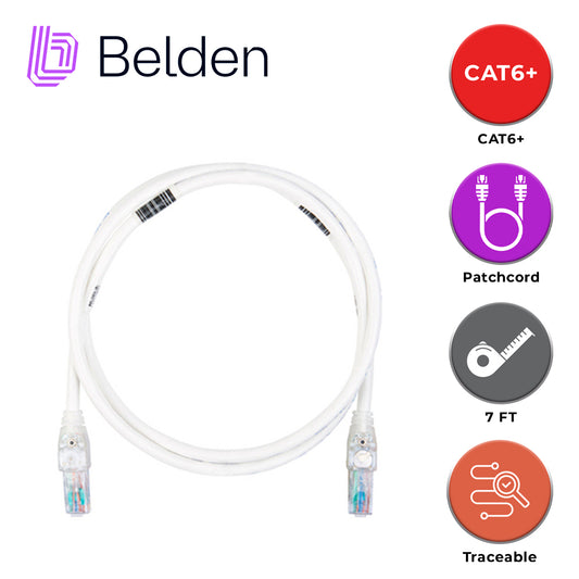 patch cord traceable utp cat6+ belden c6t1108007 / interior / gris / 4 pares / 24 awg / forro pvc / cmr / 7 pies 2.1 metros