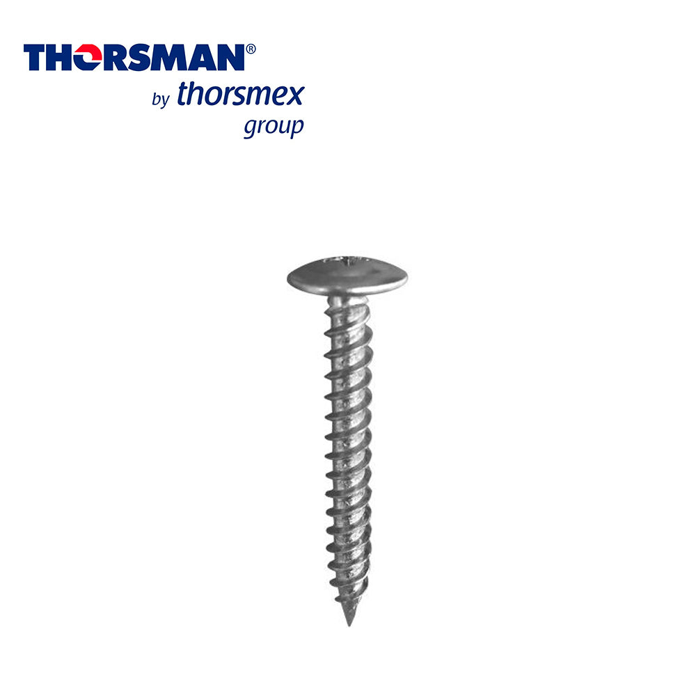 thornillo thorsman a. galv.c/cmixta 10x11/2 pulgadas b/1000 bolsa con 1000 piezas ideales para utilizarse con los thorquetes tp cabeza mixta cuerda de un paso autorroscante temperatura de operacion -20 grados a +80 grado • acero galvanizado